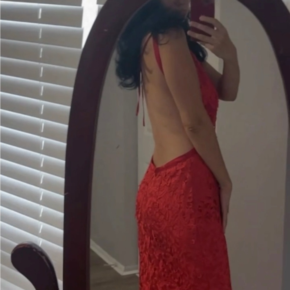 Red Lacey Maxi Dress